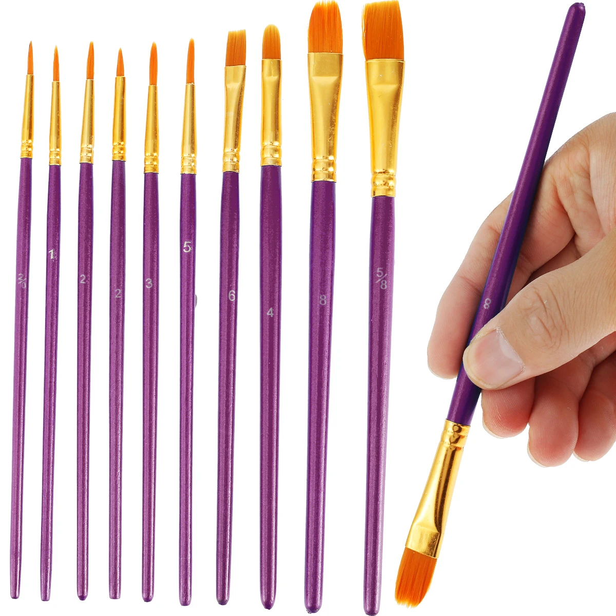 

10 шт. Набор кистей для рисования, 10 размеров, набор кистей для рисования, наборы кистей для рисования, акриловые кисти для акварели, масла, камня, краски для лица