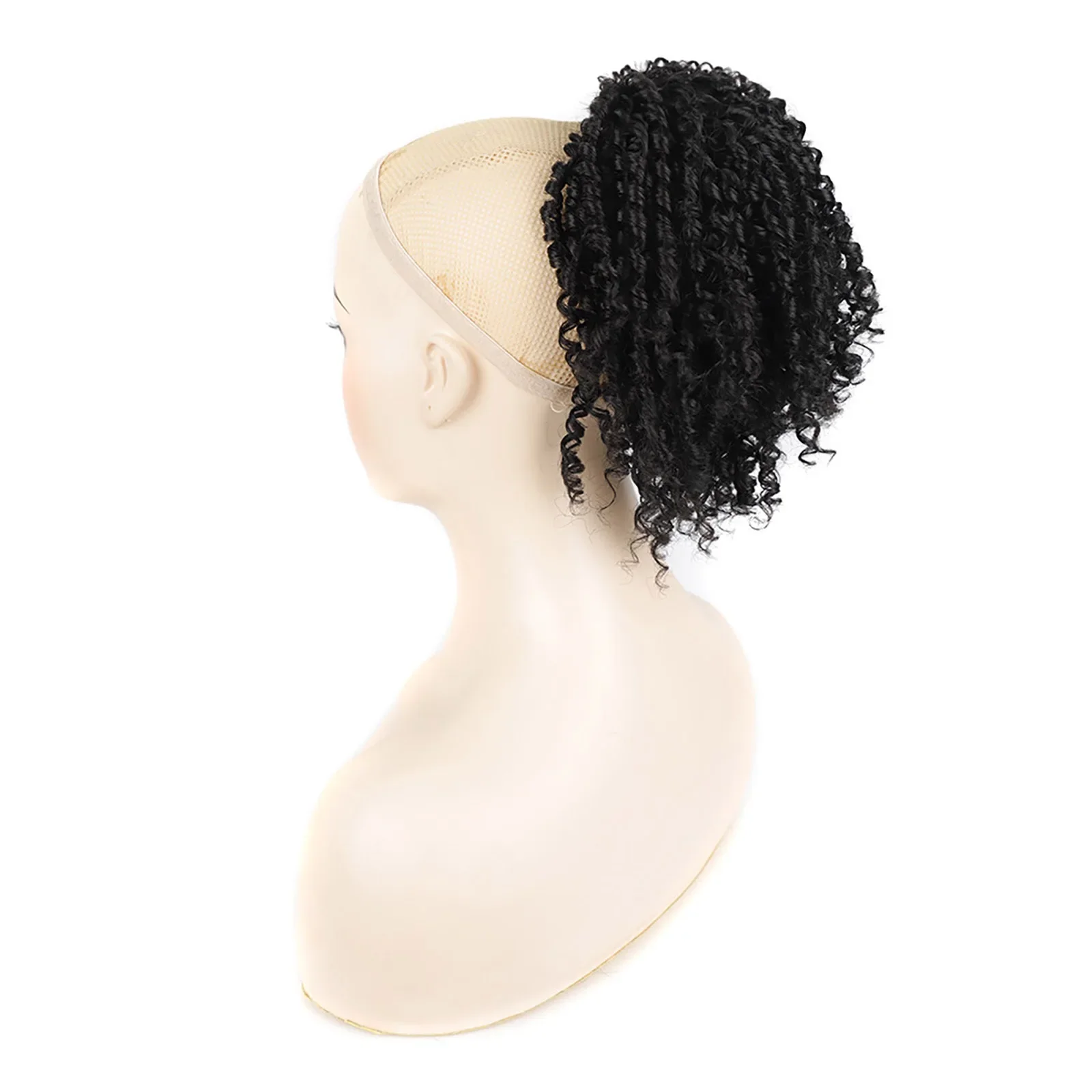 8 Inch Short Ponytail Extension Drawstring Spiral Kinky Curly Synthetic Afro Spring Coil Ponytails Hair 60g Black For Women