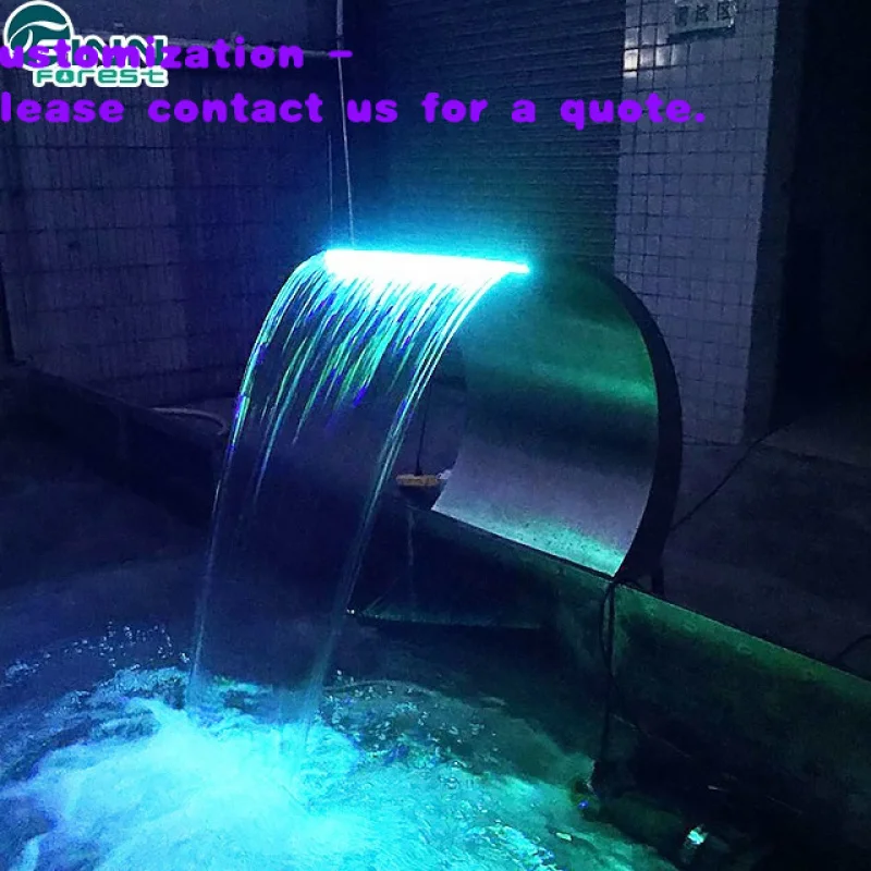 custom.Fenlin Artificial Swimming Pool Stainless Steel LED Waterfall Modern Silver Customizable Size Outdoor Spa Mass
