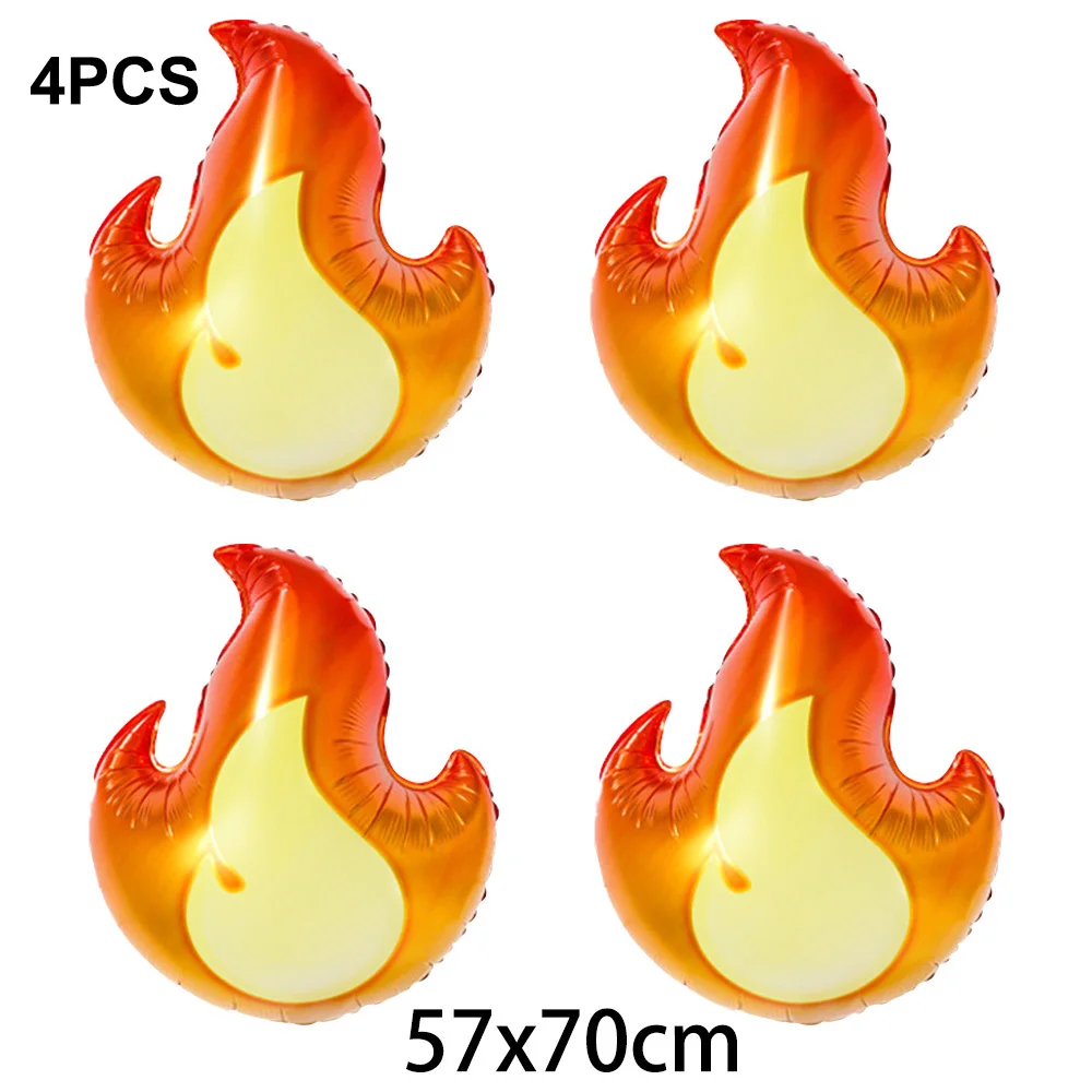 4pcs Firefiman Birthday Decorations Flame Balloons Fireman sam Theme Kids Party Balloons for Campfire Hunting Decor