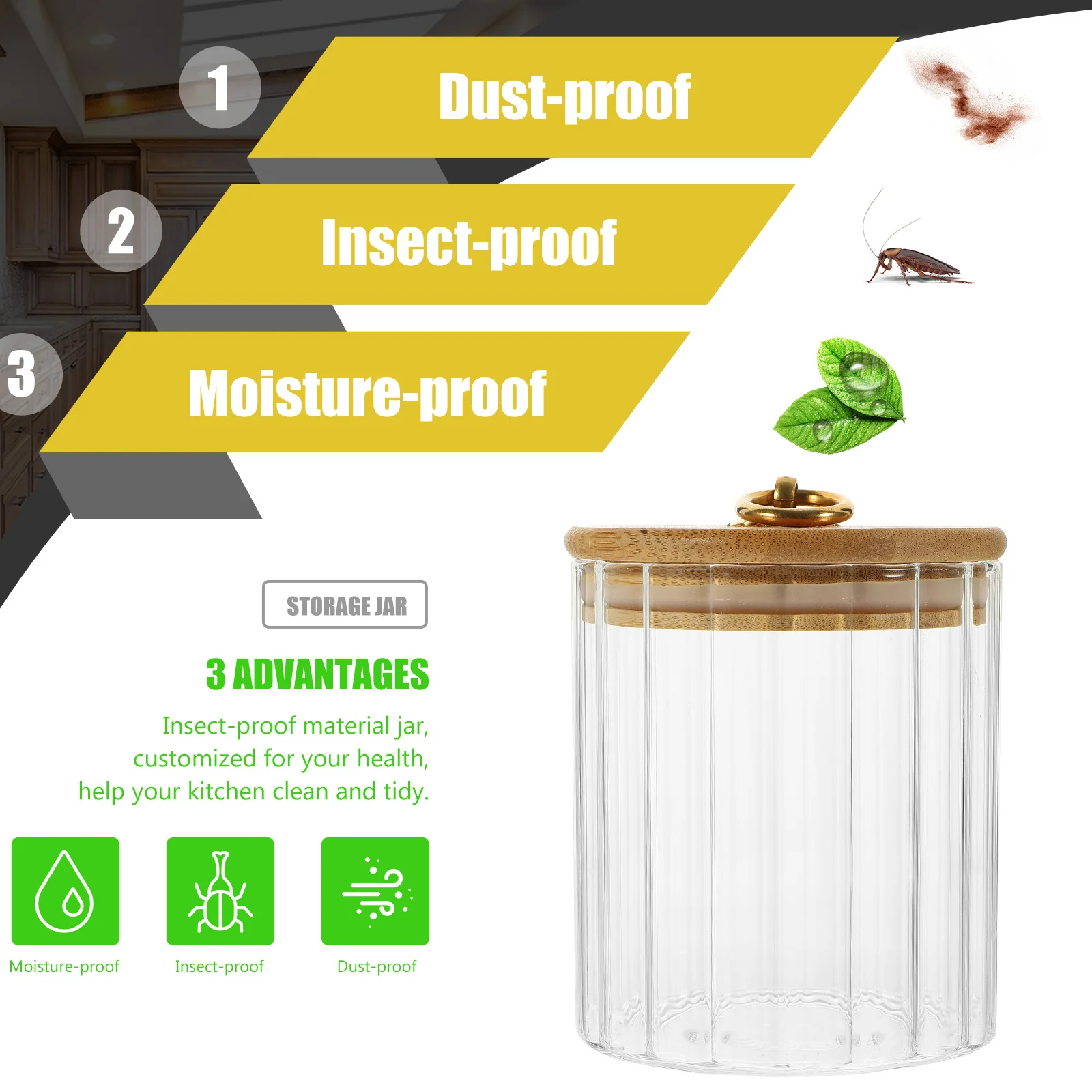 Szklany pojemnik hermetyczny z bambusową pokrywką, słoik do przechowywania herbaty, kawy, cukru, suszonych żywności, szklane pojemniki.