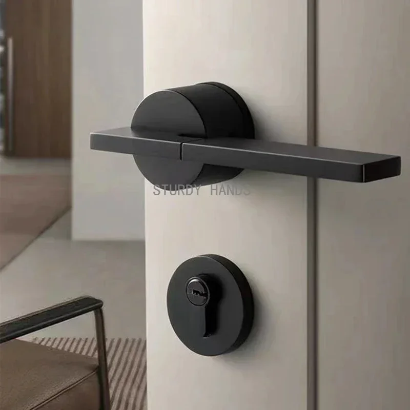 

Zinc alloy indoor key lock modern security home office silent aluminum anti-theft door handle lock hardware accessories