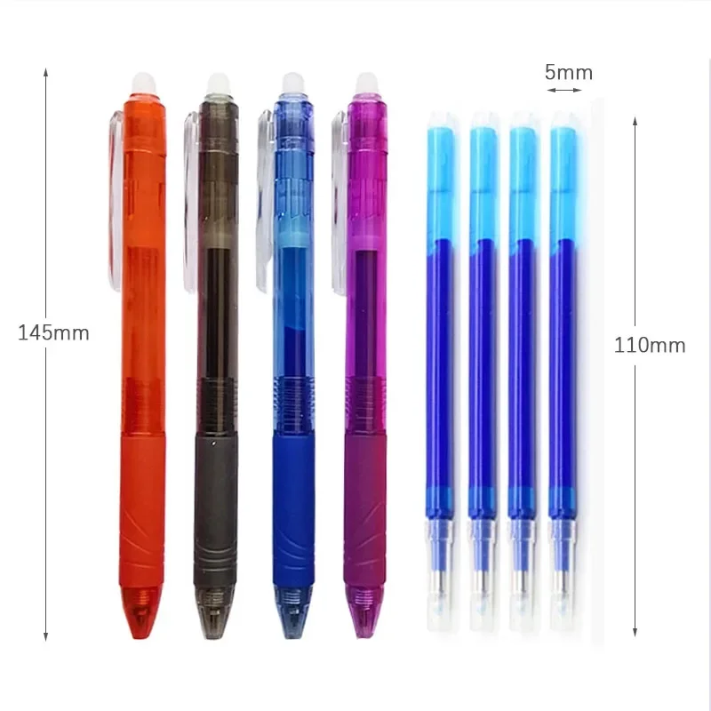 Recarga de caneta gel apagável, 5 peças/20 peças, substituição, escritório, escola, escrita, acessório de papelaria, tinta preta/azul/vermelha, recarga de caneta apagável