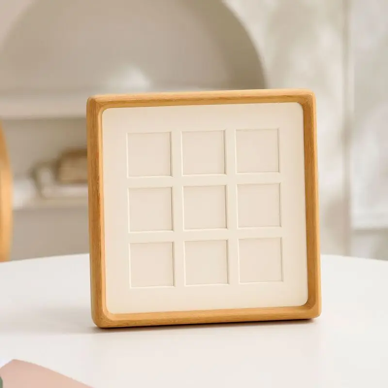 Square Wooden Photo Frame Teak 4-Cube Collage Frame with Rounded Corners for Home Display Premium Solid Wood Picture Frame