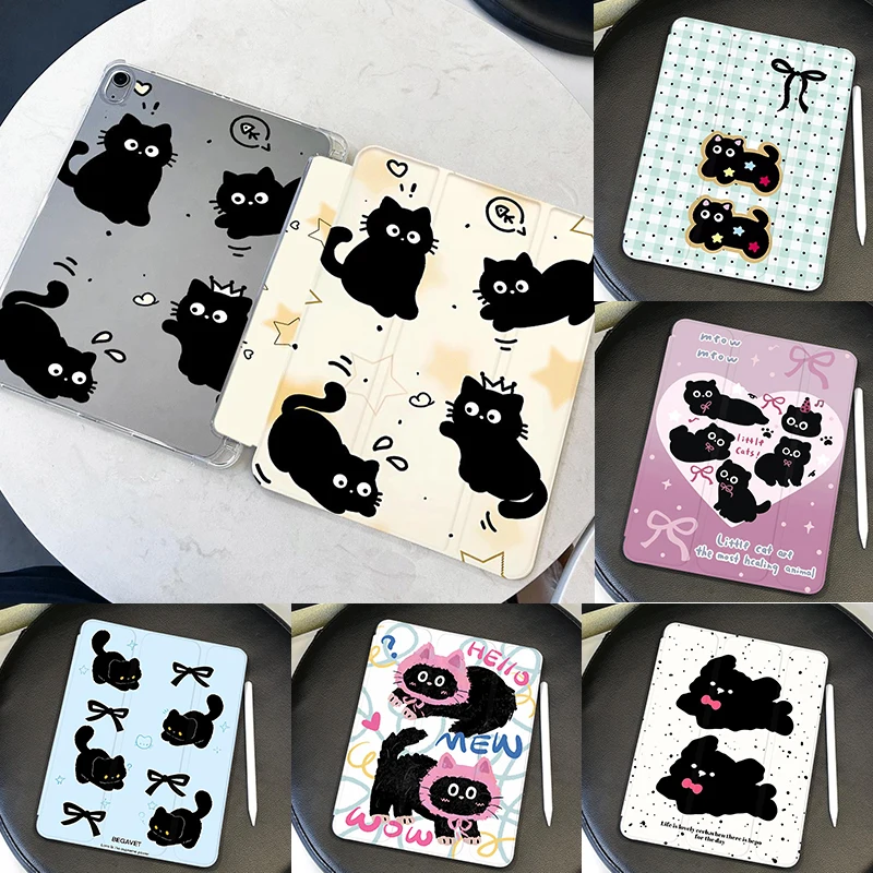 Cute Black Cat Ipad Case for IPad 5th 6th 7th 8th 9th Gen Case IPad Pro 11 12.9 Mini 6 8.3 Inch 10.5 10.9 11 Air 3/4/5/6 Cover