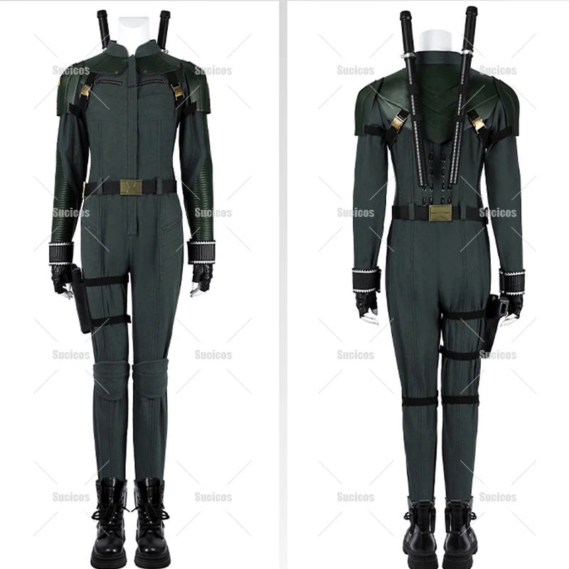 أزياء الأرملة السوداء يلينا بيلوفا التأثيرية بدلة قفازات نيبادس معصمه بدلة قتالية للنساء ملابس حفلات الهالوين