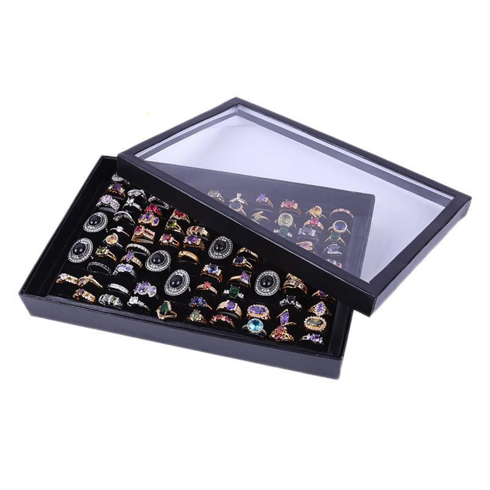 Estuche organizador de exhibición de anillos de joyería, caja de almacenamiento de pendientes portátil para exteriores, soporte de embalaje de regalos, accesorios de joyería, 100 ranuras