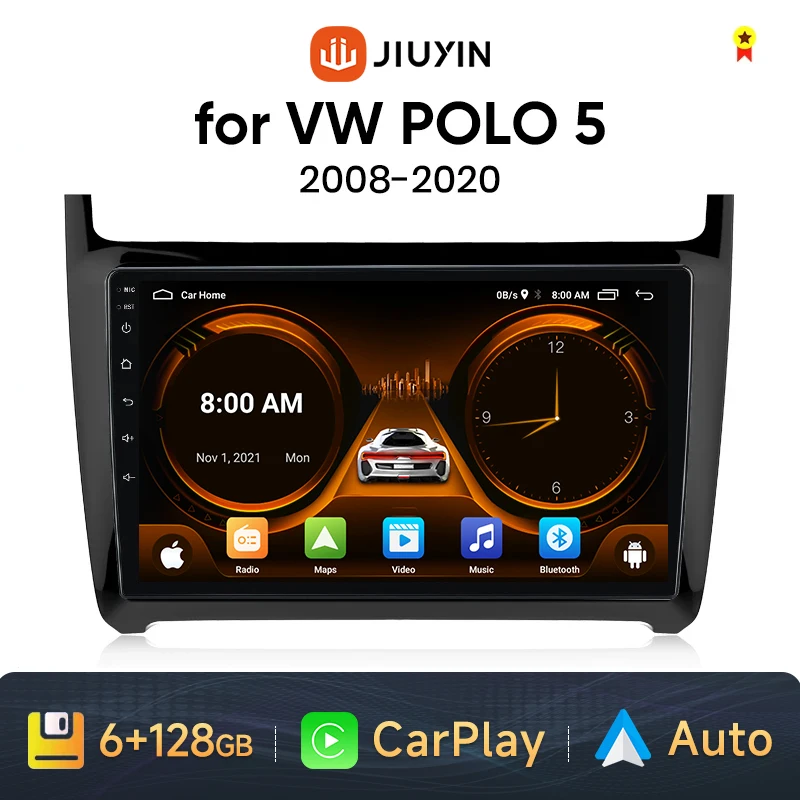 JIUYIN TS18 AI Voice Wireless CarPlay Android Auto Radio for VW Volkswagen POLO 5 sedan 2008-2020 4G Car Multimedia GPS 2din