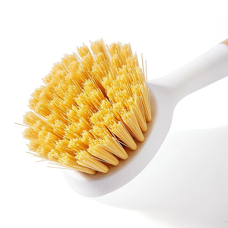 Multi functional long handled kitchen cleaning pot brush with wooden handle, non greasy pot brush, dish and bowl brush