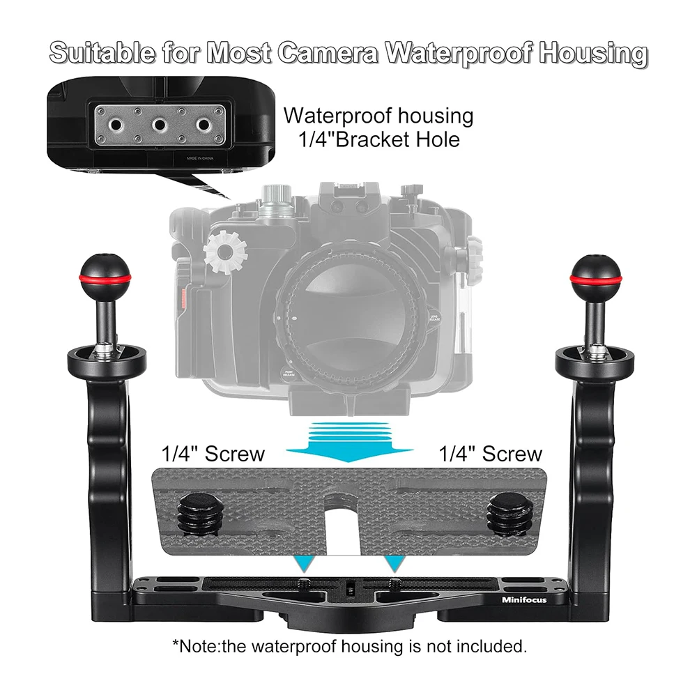 Adjustable Dual Handle Diving Tray Stabilizer Rig for GoPro Canon Sony DSLR Camera Smartphone Underwater Housing Mount Bracket