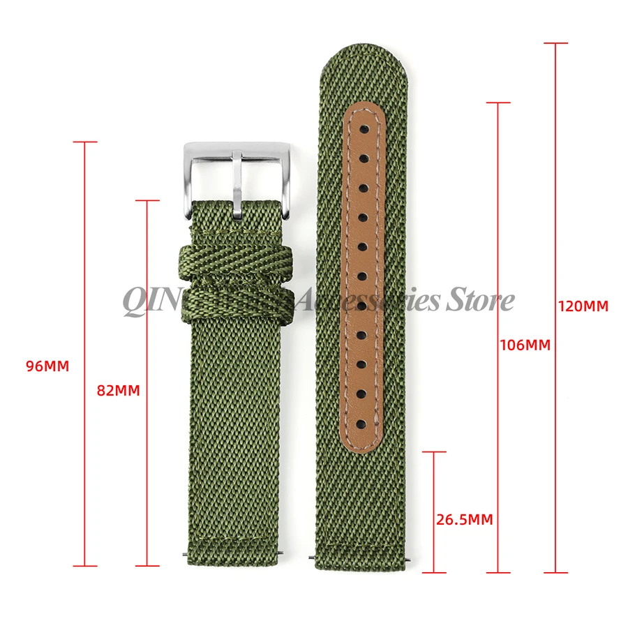 Weave Nylon Leather Strap Fabric Watch Replacement Army Green Khaki Watchband 18mm 20mm 22mm Quick Release Watch Band Wristbelts