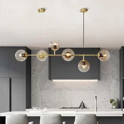 Nordic Art Glass Ball Ceiling Chandelier For Dining Table Kitchen Bedroom Bar Indoor Led Lighiting Decor Pendant Lamps Fixture