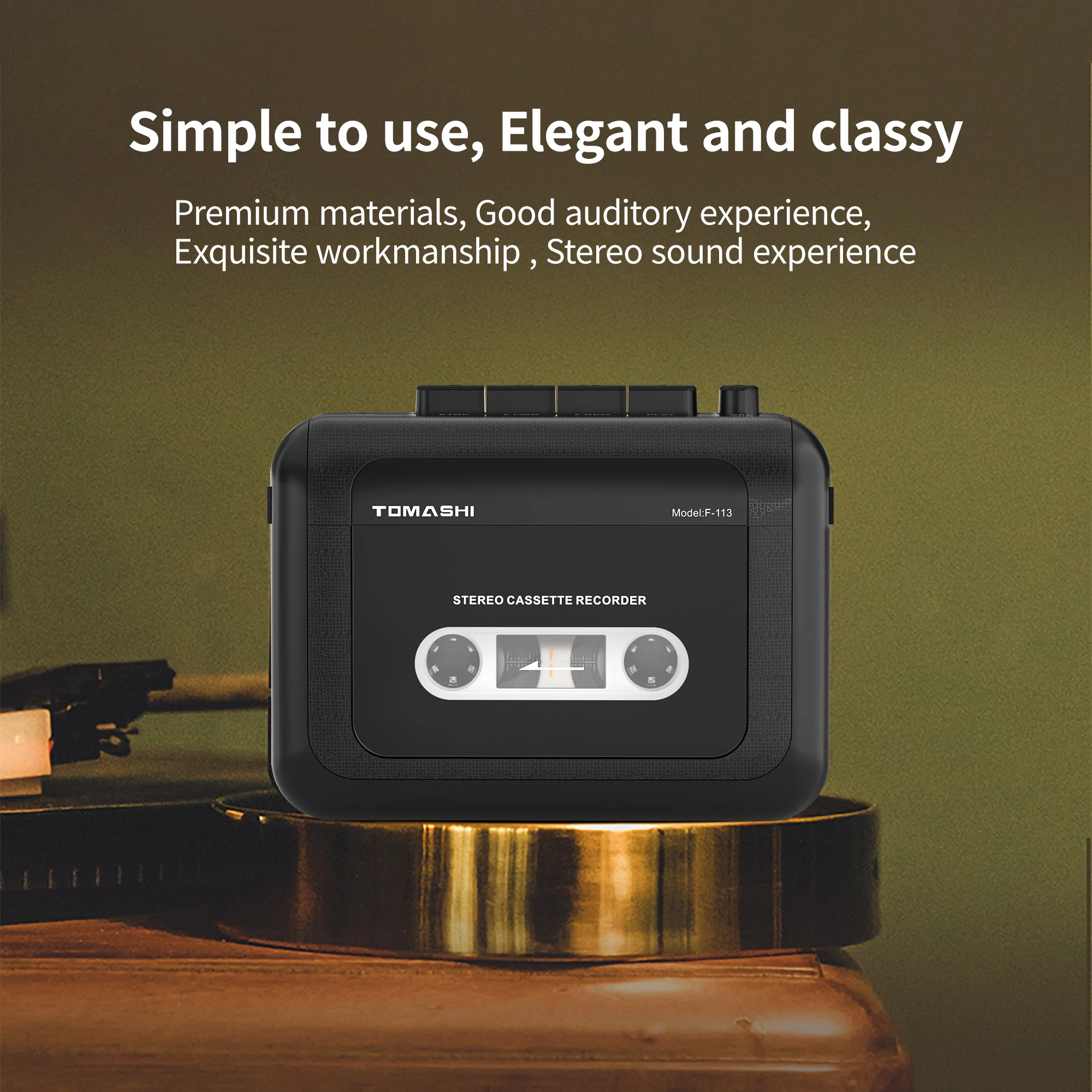 TOMASHI ポータブル ステレオ カセット プレーヤー テープ レコーダー ウォークマン マイク付き、ヘッドフォン ジャック、カセット プレーヤー