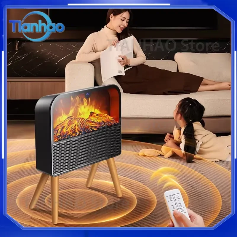 Infrared Graphene Heater for Retro Design High Polymer Air Purifying Quick Heating 3D Fireplace Wall Mounted for Bathroom
