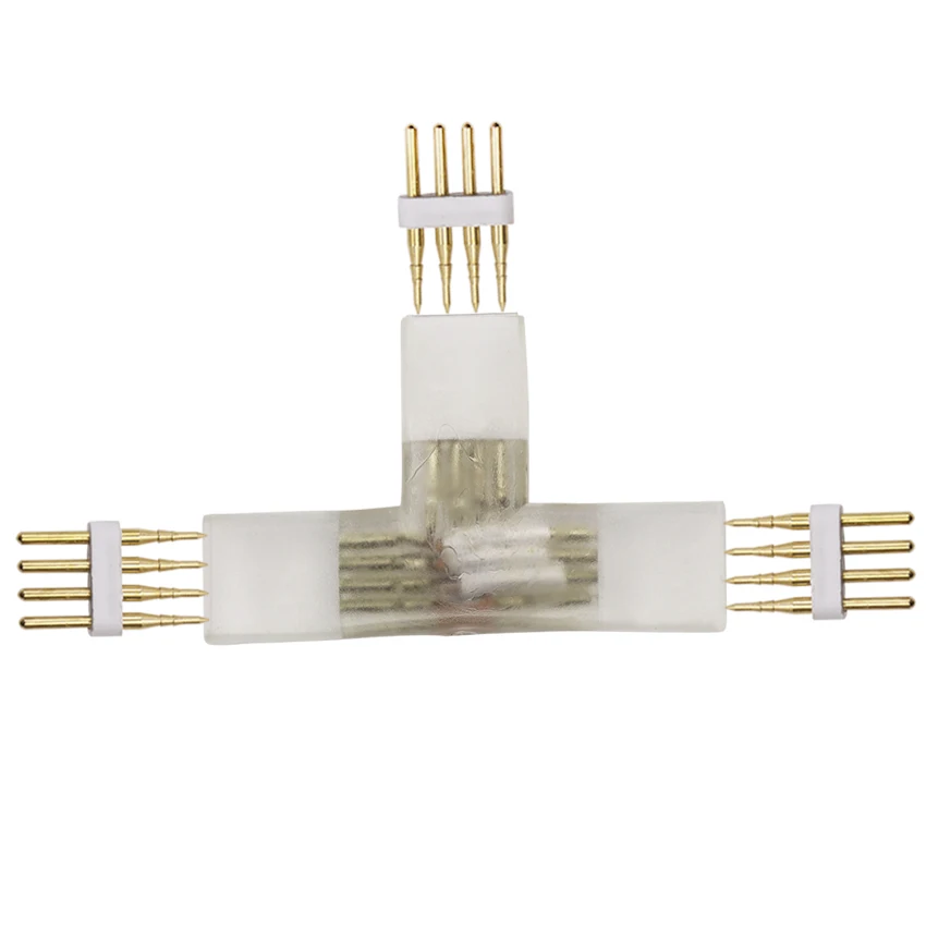 4 pin L T shape RGB Corner connector middle With Copper needle connector for 110V 220V LED Strip 5050 3528 RGB Connector