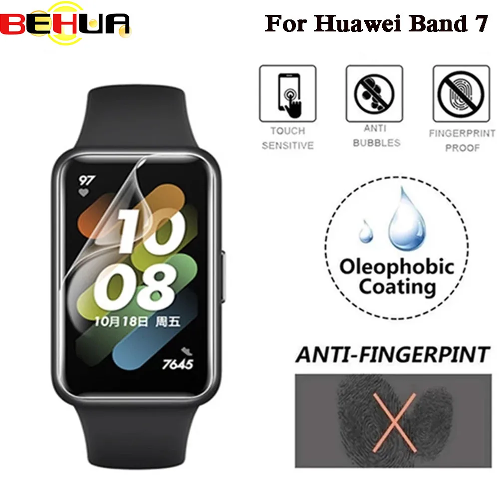 BEHUA 소프트 HD 투명 보호 필름, 화웨이 밴드 7 스마트워치 풀 커버 스크린 보호대 하이드로겔 필름, 유리 액세서리 아님