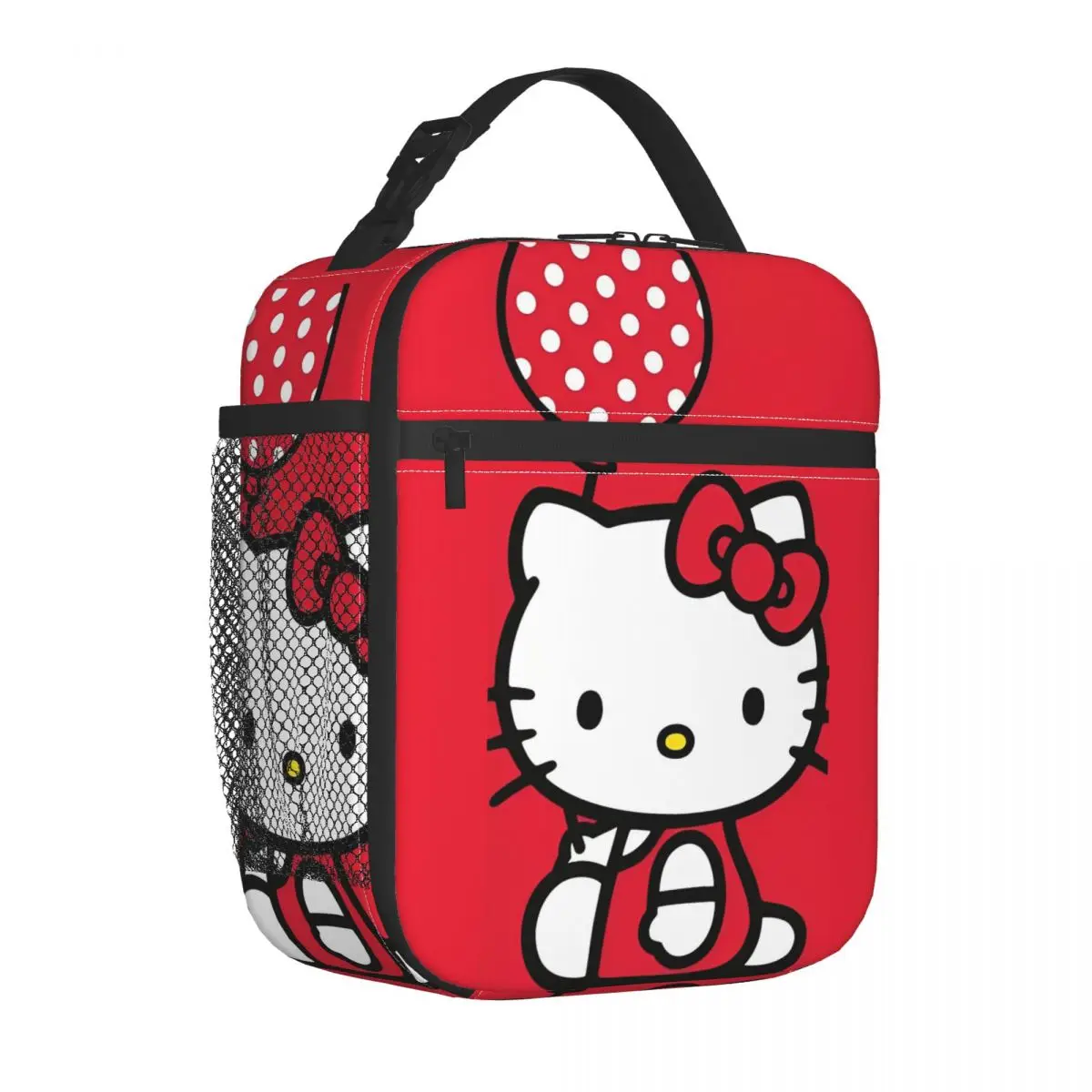 Hello Kitty Holding Balloon Insulated Lunch Bag Cooler Bag Reusable Meal Container Large Tote Lunch Box Food Bag Work Outdoor