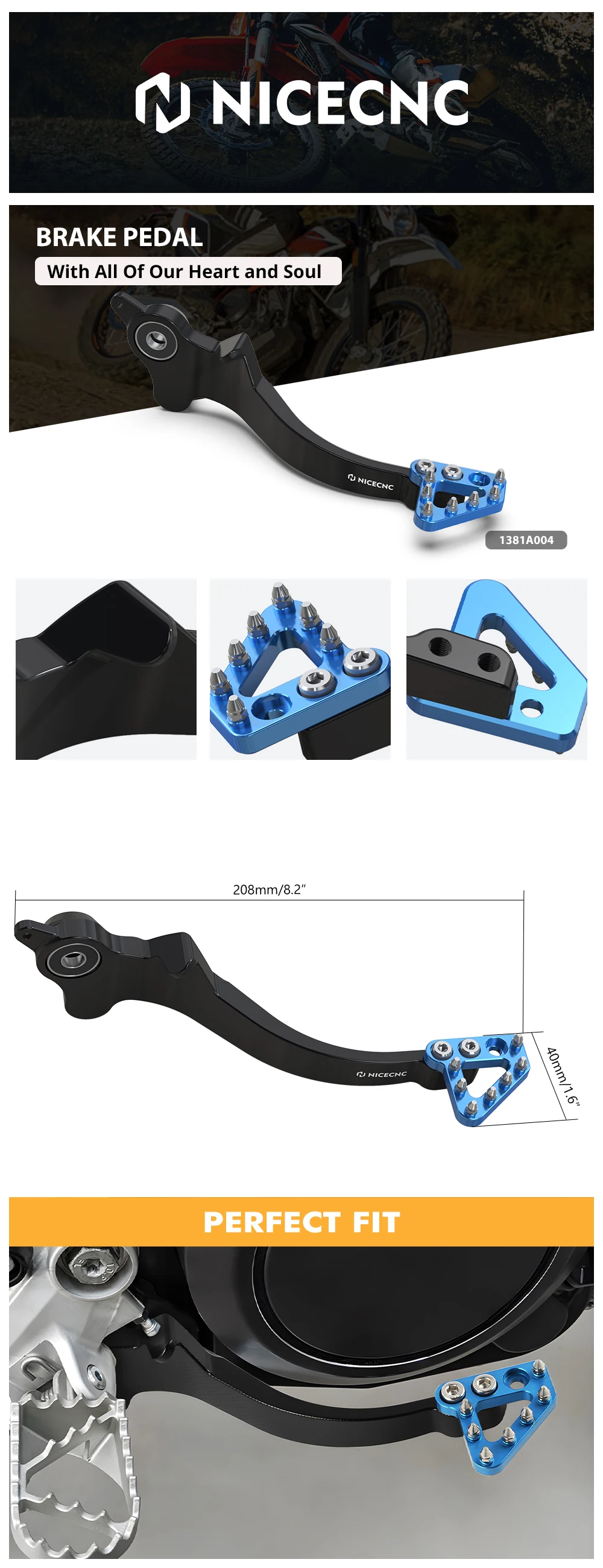 NICECNC Bremspedalhebel für KTM 690 Enduro R 690 SMC R 2011–2018 2017 2016 Husqvarna 701 Enduro Supermoto 2019 2018 2017 2016 – Detail 7