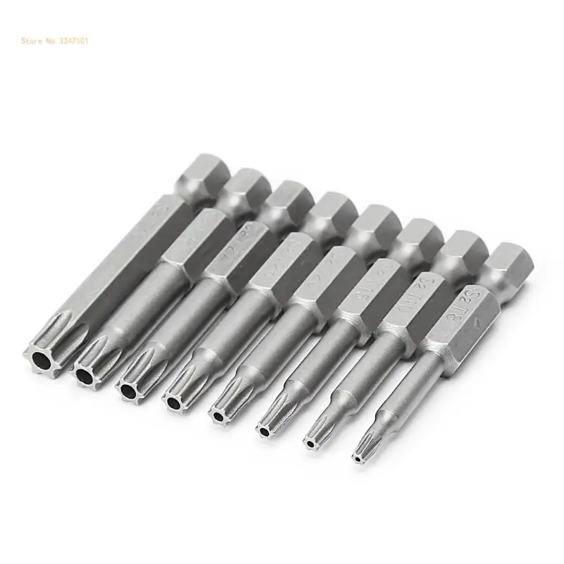 

8 Pcs/Set 1/4 Inch 50mm T8-T40 Torx Electric Screwdriver Bits Dropship