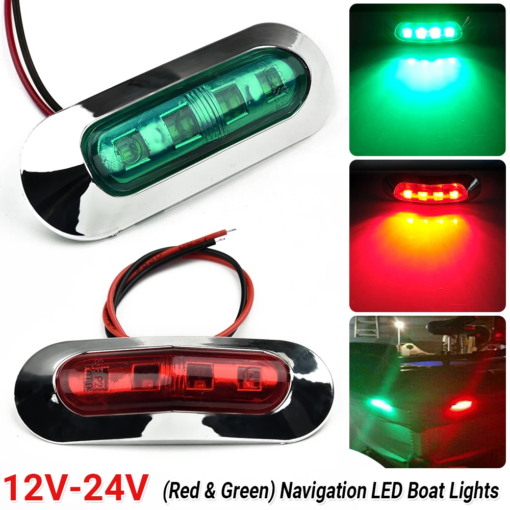 2X LED Signal Nav Navigation Lights Strip Port Starboard Marine Boat Red & Green