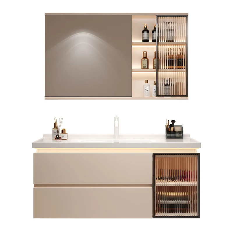 

Intelligent modern simple cream wind ceramic integrated basin toilet wash