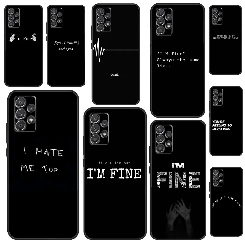 Sad depression Black Word Aesthetic Case For Samsung A52 A12 A32 A42 A72 A51 A71 A31 A11 A40 A50 A70 A02S A21S Phone Cover