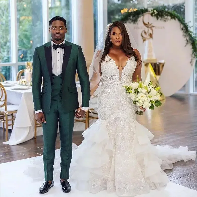 

Свадебное платье русалки с v-образным вырезом и кружевной аппликацией по индивидуальному заказу для невесты, свадебные платья со шлейфом в стиле кантри, Robe De Marriage