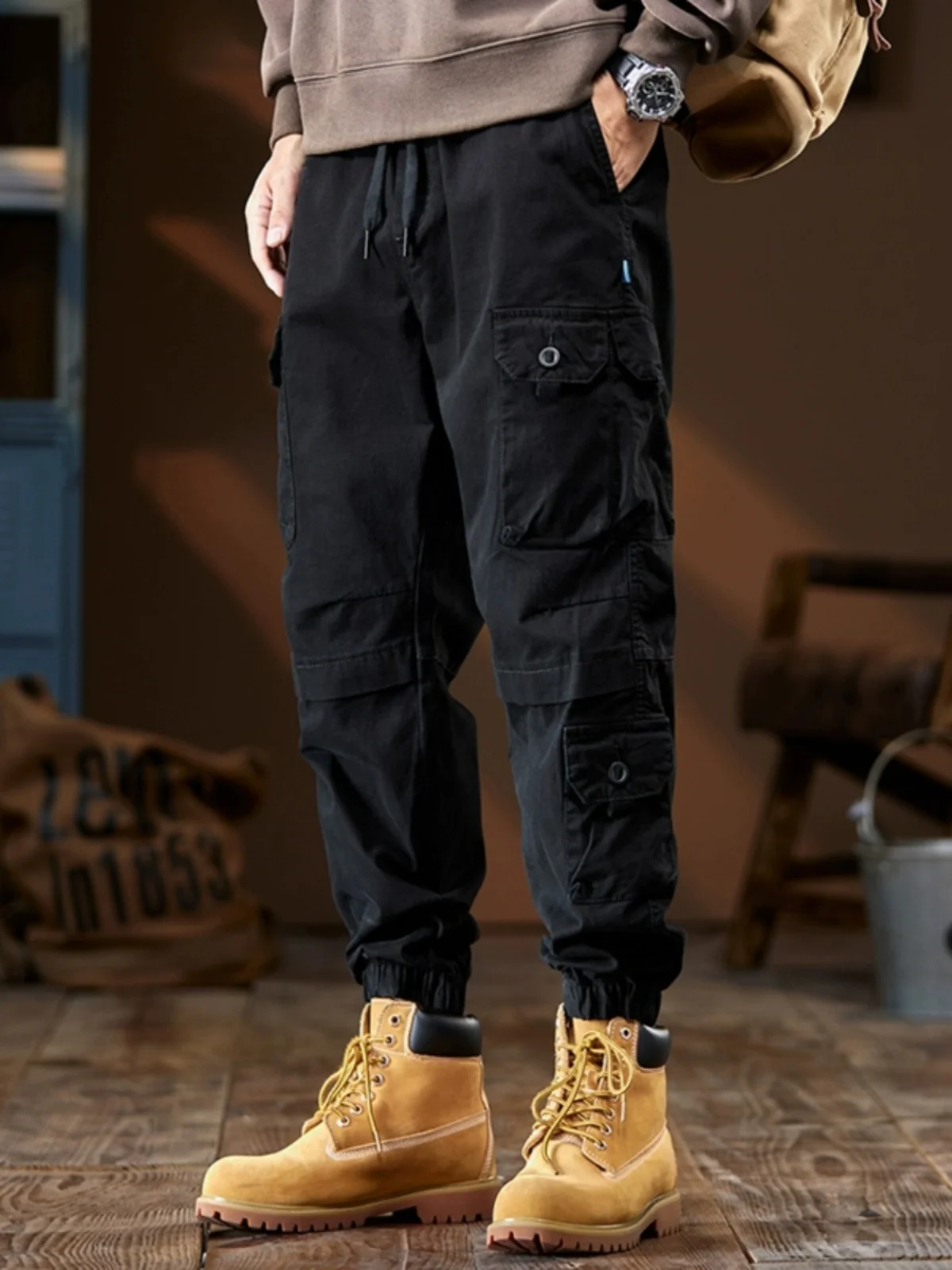 

Мужские рабочие брюки в американском стиле ретро, весенне-осенние новые модные уличные прямые свободные повседневные универсальные длинные брюки