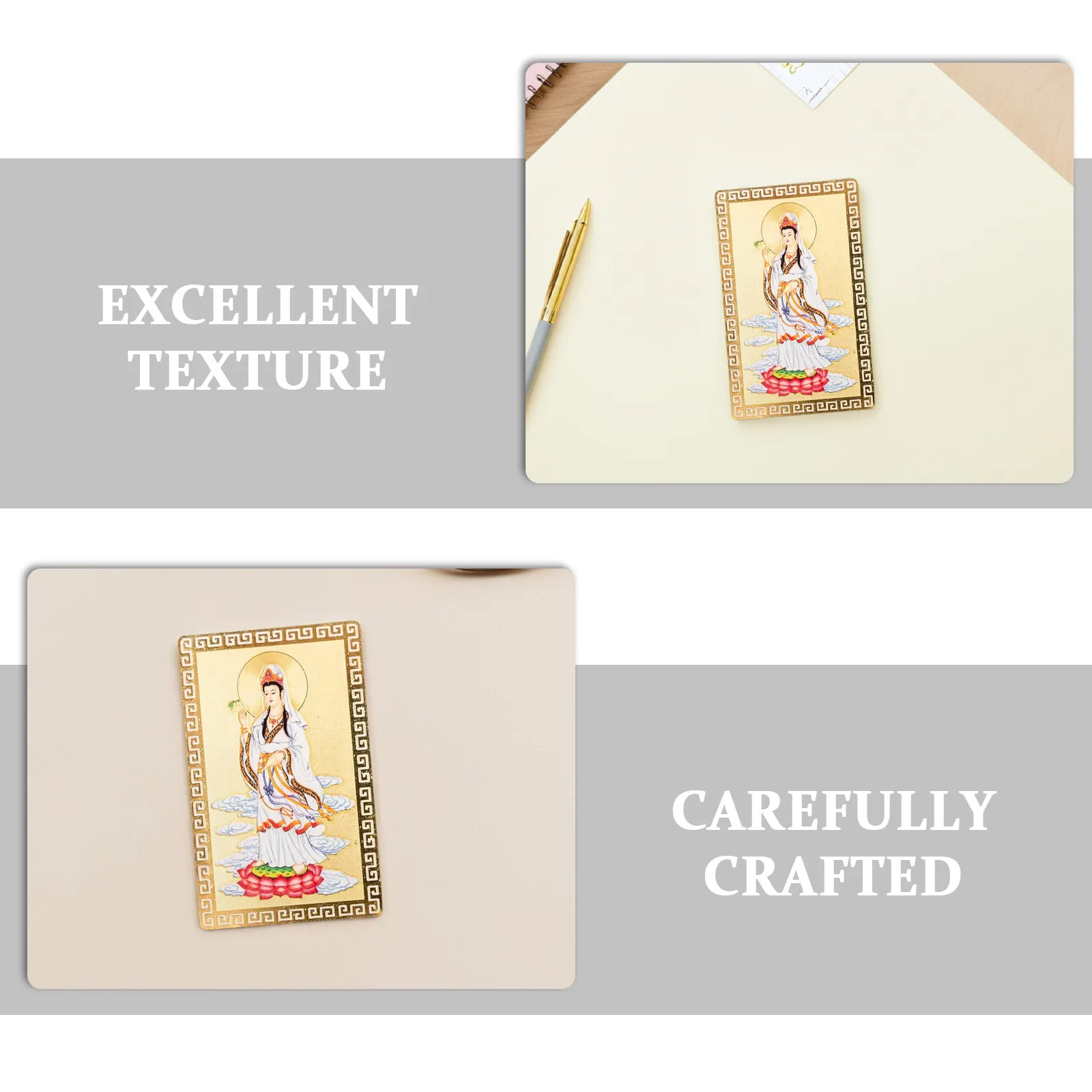 Chinese Fengshui Guanyin Amulet Portable Small Size Protective Card for Blessing Success Luck Compact Kwan Yin