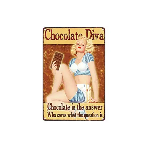 metal tin sign Chocolate is The Answer who Cares What The question is Bar Cafe Garage Wall Decor Retro Vintage 7.87 X 11.8 inch