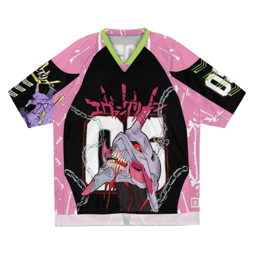 Bandai Evangelion Unit-01 # T-shirt à col en V pour adultes et enfants, imprimé Anime, Athleisure, été, séchage rapide, doux, confortable, léger