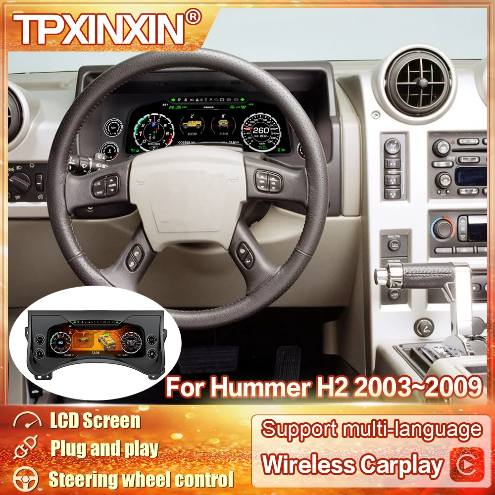 

2025 NEW Spot Refit Upgradation Digital LCD Cluster For Hummer H2 2003~2009 Car Digital Dashboard Panel Carplay 12.3 Inch