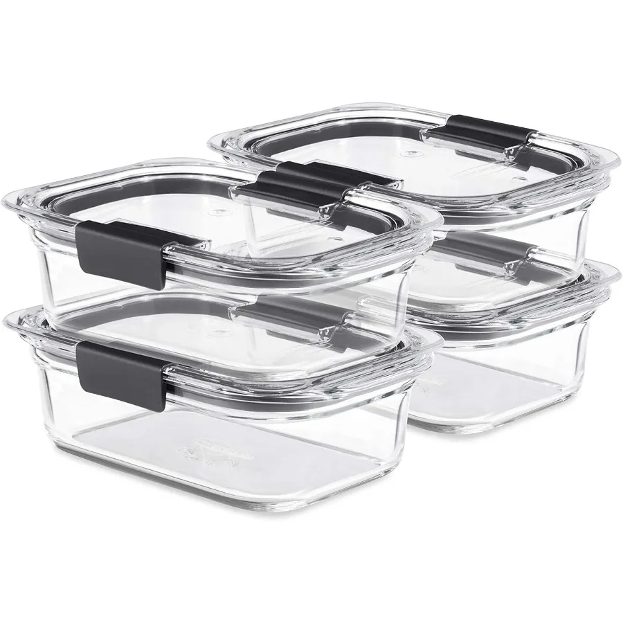 

Rubbermaid Brilliance Glass Food Storage Containers 3.2 Cup Set of 4 BPA-Free Leak-Proof Clear Ideal for Meal Prep Refrigerator