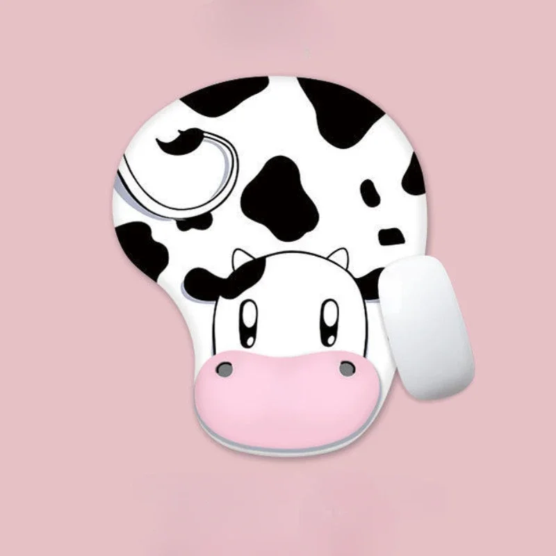 Cartoon Cow Mouse Pad with Wrist Rest for Computer Laptop Notebook Small Size Pad Keyboard Deskpad Home Office Desk Accessories
