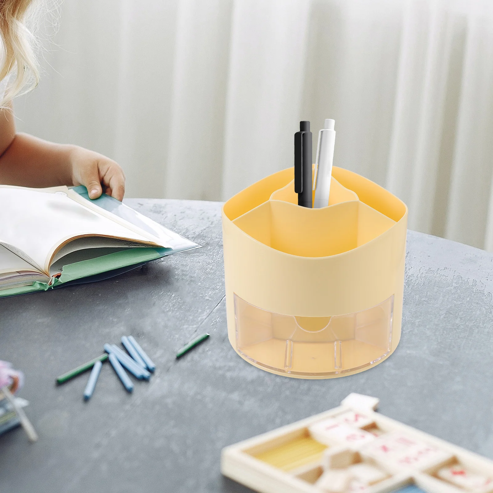 

Rotating Pen Holder Desktop Container Organizer Clear Rotation Rotatable Stationary Pencil