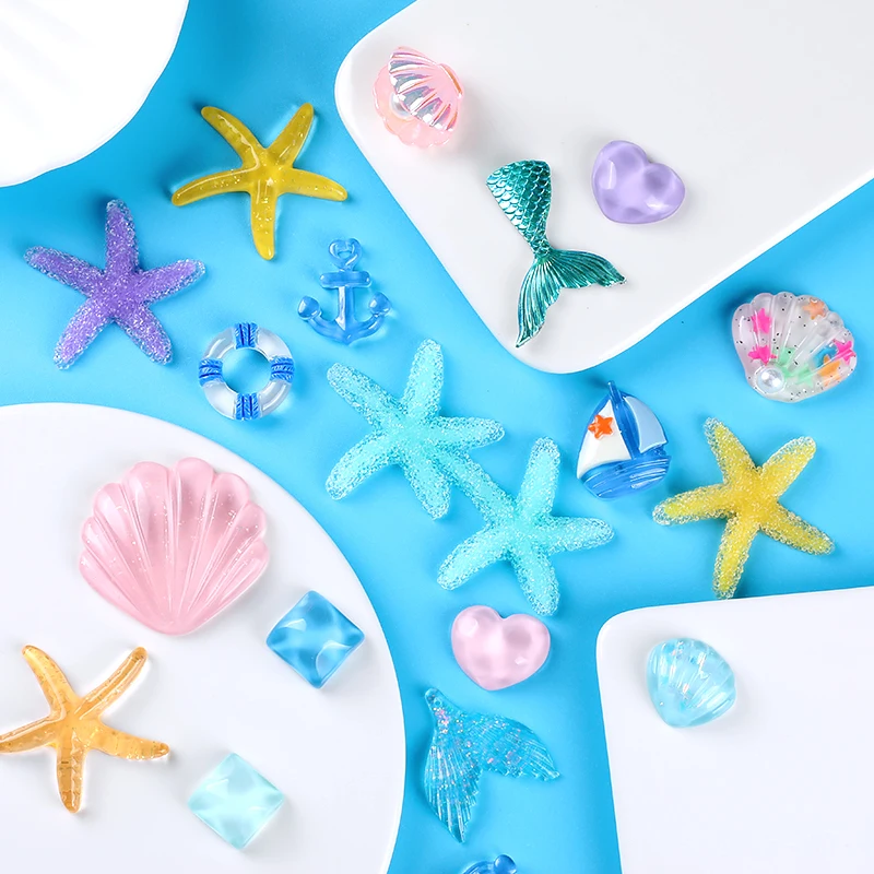 20pcs Ocean Resin Large, Medium, and Small Sizes Starfish Shells Charms Pendants for Jewelry Making  DIY Crafts Accessories