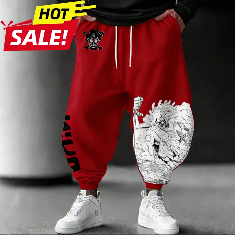 

Спортивные брюки унисекс One Piece Luffy Anime Harajuku: винтажные зимние штаны для мужчин и женщин, повседневные леггинсы, уличная одежда, оверсайз