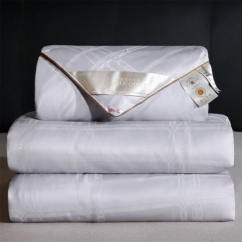 Handmade Mulberry Silk Quilt 100% Mulberry Silk Comforter with Cotton Shell Winter Autumn Bedspread Comforter 200x230 220x240