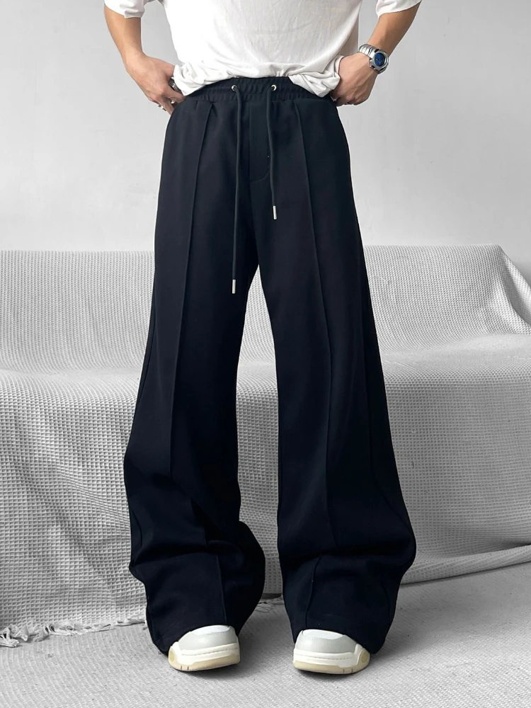 

Black Sports Loose Casual Wide-leg Pants Man Spring and Autumn Vintage Designer Classic Korean Style Fashion Trousers for Men