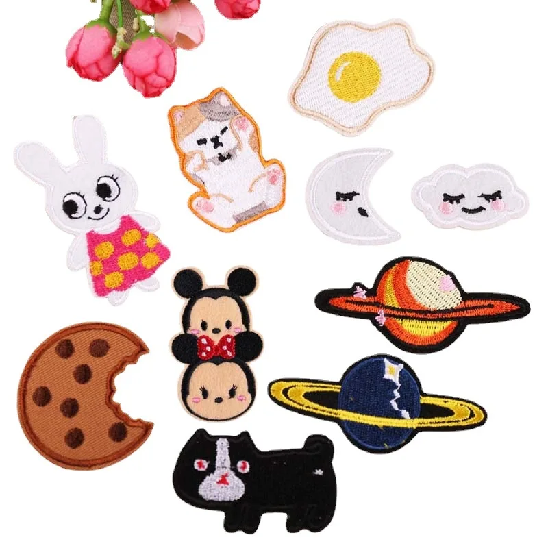 2pcs/bag Embroidered Cloth Patch New DIY Self Adhesive Rabbit Biscuit Planet Series Clothing Decoration Patch