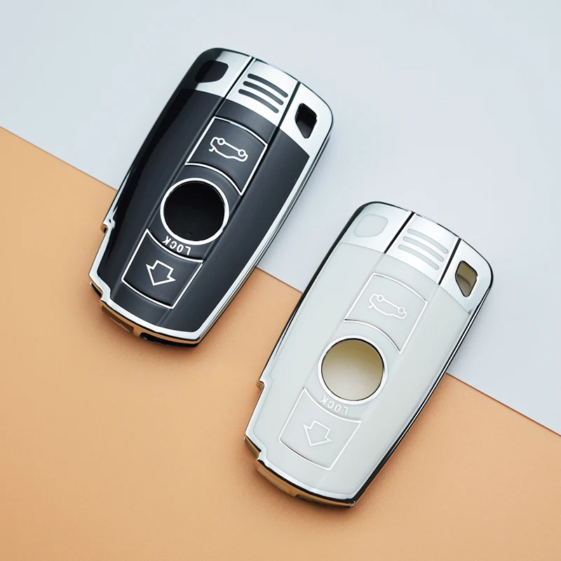 Silver TPU Car Remote Key Case Cover Shell For BMW X1 X5 X6 Z4 E90 E60 E70 E87 3 5 6 Series M3 M5 Holder Shell Fob Accessories