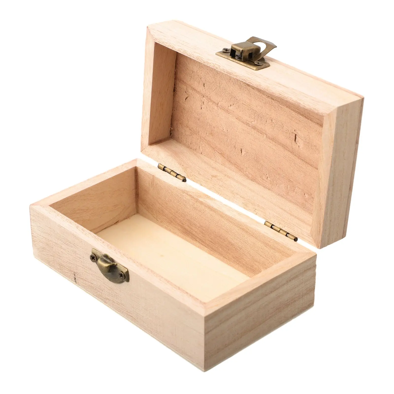 1 PC Money Organizer Box For Jewelry Plain Wood Wooden Square Hinged Storage  Boxes Craft Gift Box Desk Organizer