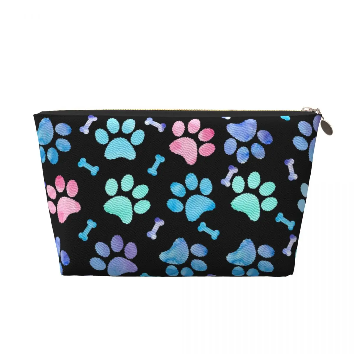 Custom Travel Paw Print Dog Watercolor Pattern Toiletry Bag Akita Cosmetic Makeup Organizer Women Beauty Storage Dopp Kit Box