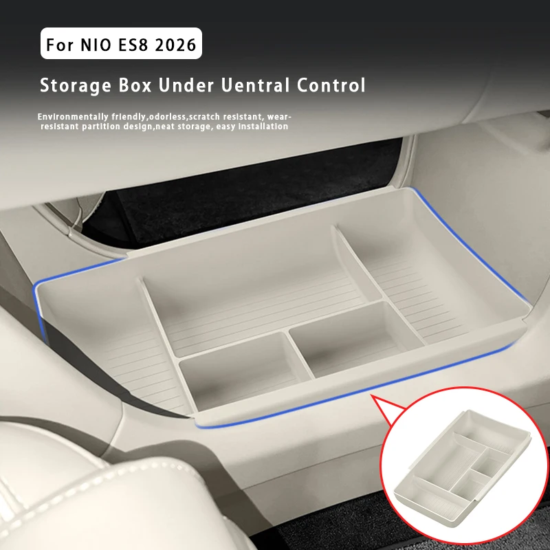 

For NIO ES8 2026 Armrest Storage Box Under Centre Console Silicone Armrest Storage Box Organizer Tray Car Interior Accessories