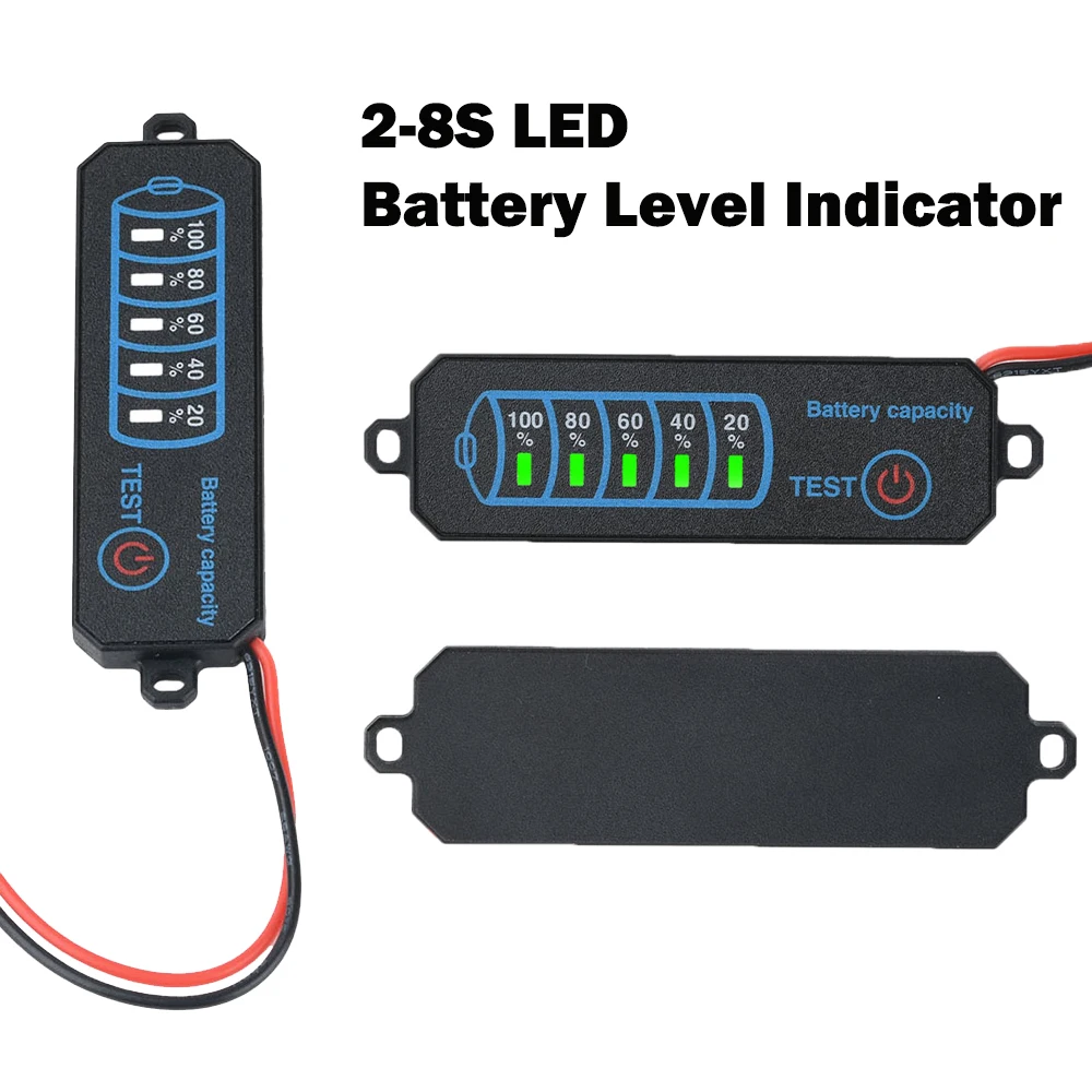 

2-8S DC 5V-30V Battery Level Indicator Ternary Lithium Battery Lithium Iron Phosphate Lead-Acid Battery Capacity Display Tester