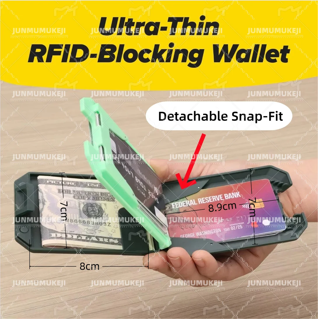 محافظ 4 محفظة تحجب RFID للرجال مع مشبك نقود قابل للإزالة - نحيفة وآمنة ومقاومة للسحق