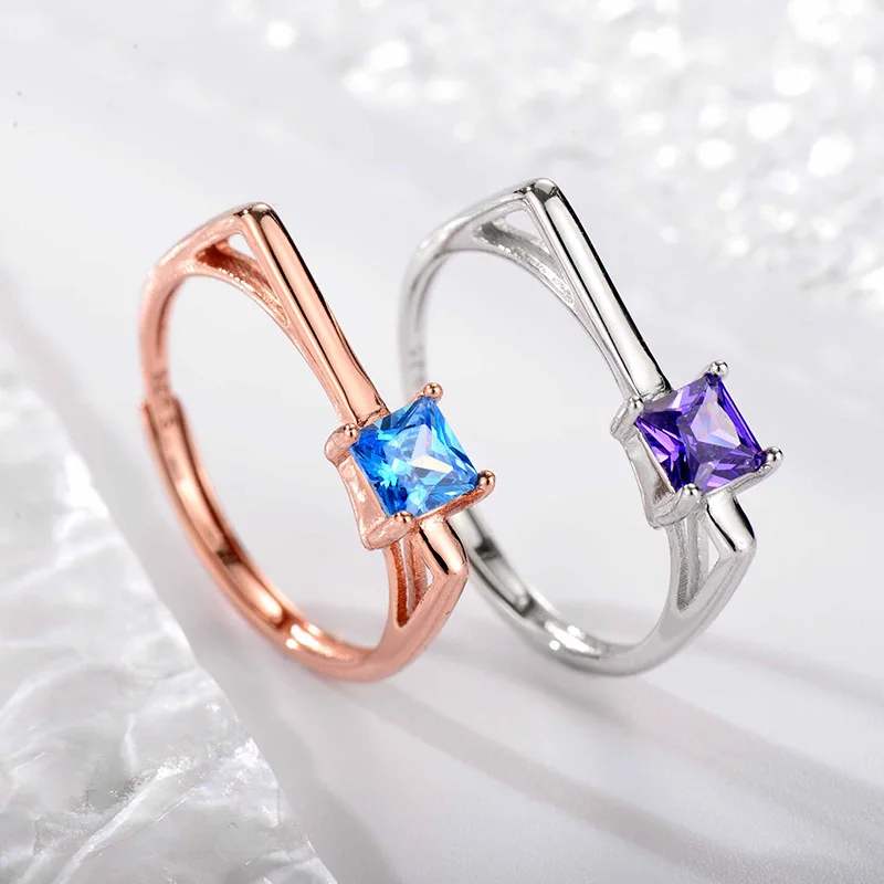 Jellystory S925 Silver CZ Open Ring Versatile Niche High End Women's Jewelry Tarnish Resistant Fashion Accessories Gift
