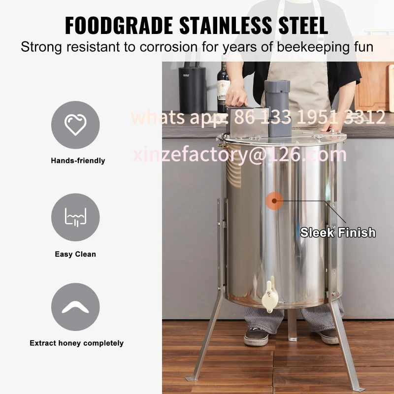 Customizable Electric Honey Extractor 4/8 Frames Honey Spinner Stainless Steel Beekeeping Extraction Height Adjustable