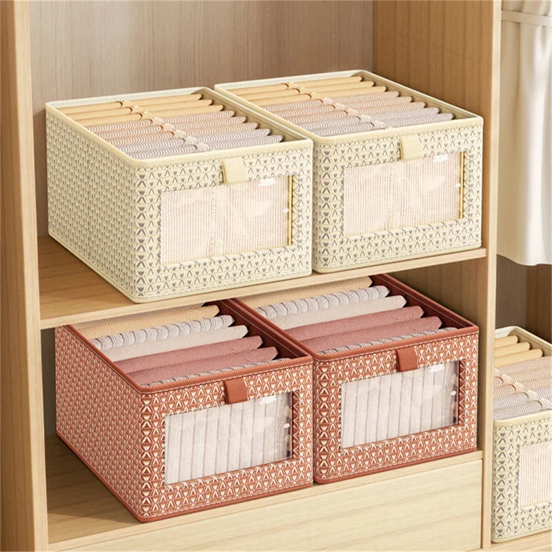 Household Storage Box Fabric Clothing Basket Thickened Frame Oversized Wardrobe Foldable Storage Bag storage box