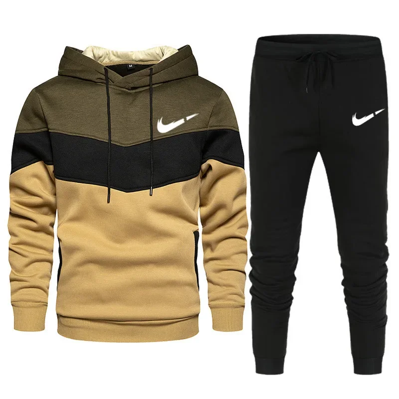 Fashionable and Comfortable Sportswear Set for Men, Includes Hooded Sweatshirt and Casual Pants for 2024